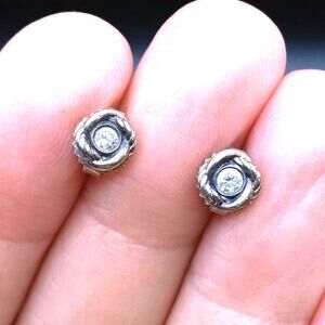 DAVID YURMAN INFINITY Crossover Stud Earrings Diamond 925 Sterling Silver